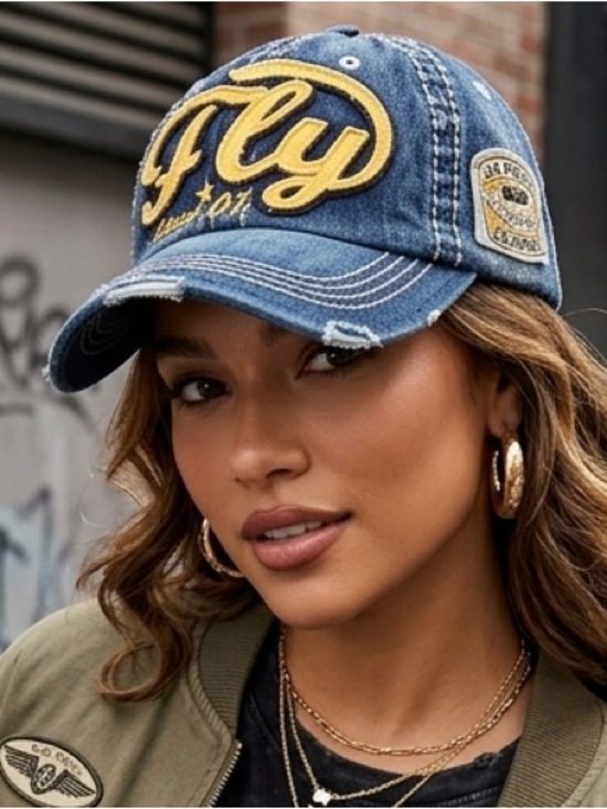Private Label Accessories - 90s Style Distressed Denim Ball Cap NWT